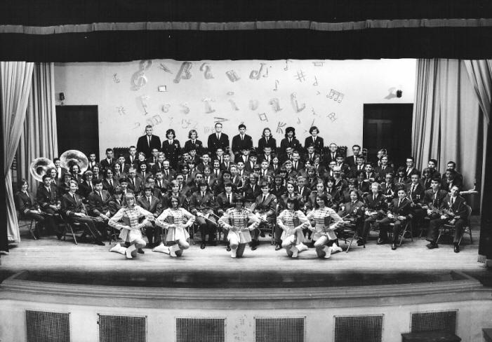 The Thomas Edison Falcon Marching Band on stage